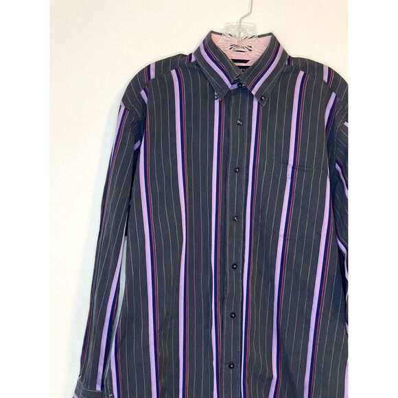 Tommy Hilfiger Mens Medium Button Up Shirt 80s 2 Ply Fabric Stripe 100% Cotton - Picture 9 of 13